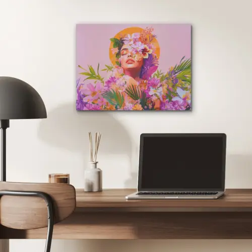Vrouw - Abstract - Cirkel - Bloemen PET vilt klein -sfeer5
