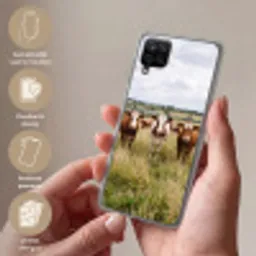 Koeien - Portret - Weide - Boerderij - Nieuwsgierig Telefoonhoesje Samsung Galaxy A12 klein -sfeer3_NL