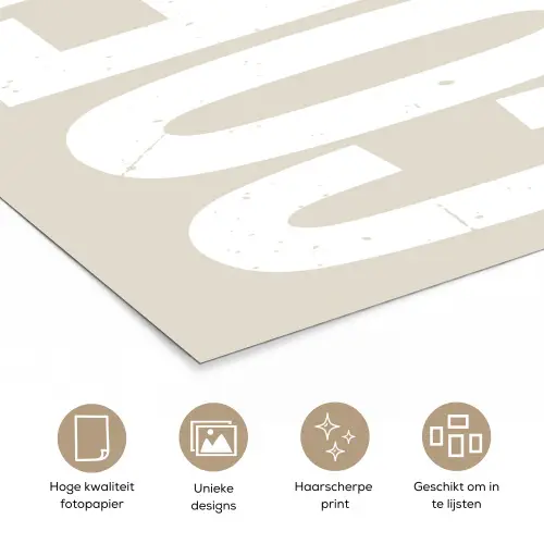 Wit - Koffie - Vintage - Decoratie poster papier klein -closeup_NL