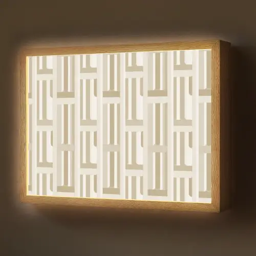 Modern - Geometrisch - Beige Light Box met batterij (Wandlamp) middel 907 -z3d_website