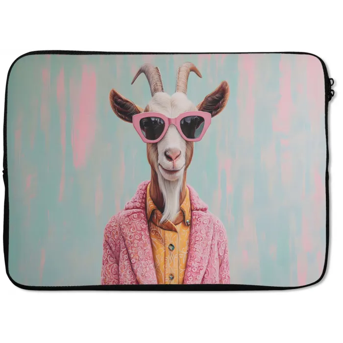 Zonnebril - Roze - Geit - Horen laptophoes neopreen klein -zkaufland3dotto