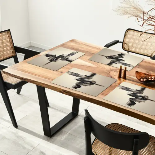 Golven - Penseelstreken - Beige - Minimalistisch Placemat vinyl groot -zzsfeer4_Kitchenyeah-website