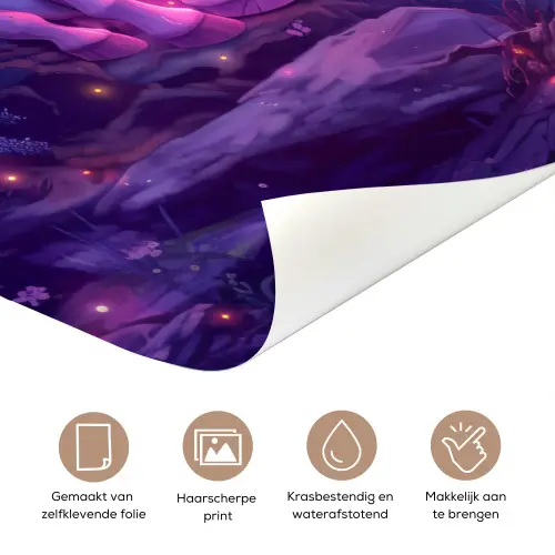 Eenhoorn - Fantasy - Kasteel - Meisje - Paars - Roze deurposter klein -closeup_NL