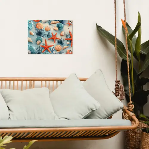 Zeesterren - Schelpen - Illustratie - Zand tuinposter los doek klein -sfeer7