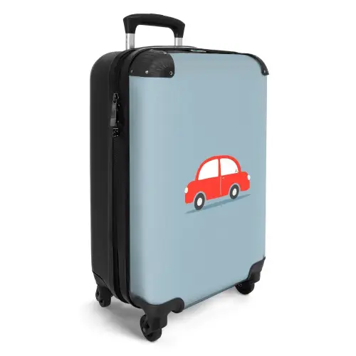 Rode auto blauwe achtergrond NBS - Handbagage koffer - Unisex middel -productfoto_3d