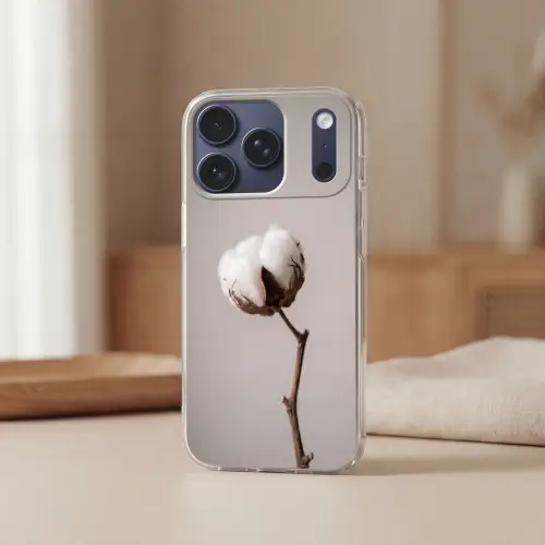Katoenbol - Minimalistisch - Wit Telefoonhoesje iPhone 17 Pro klein -sfeer2
