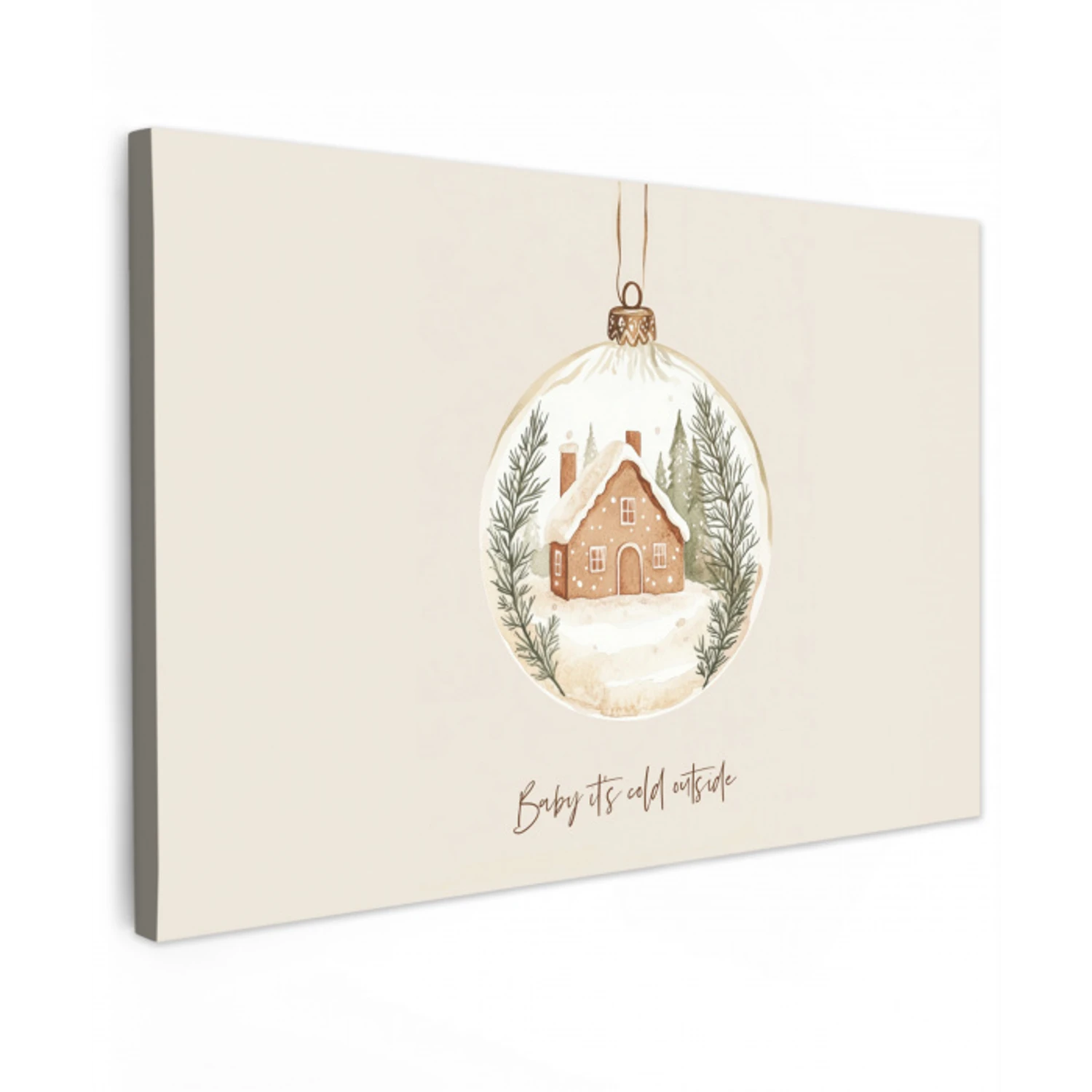 Quote - Winter - Kerst - Beige - Kerstbal canvas 2cm klein -z3d