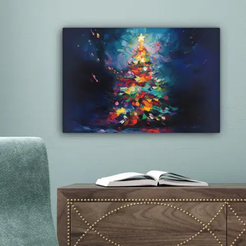 Kerstboom - Kerst - Abstract - Kleurrijk canvas 2cm klein -sfeer4
