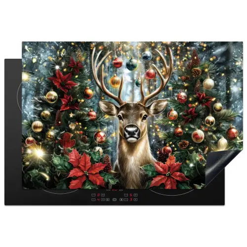 Kerstfeest - Dennenbos - Rood Inductie beschermer vinyl 3mm klein -3d