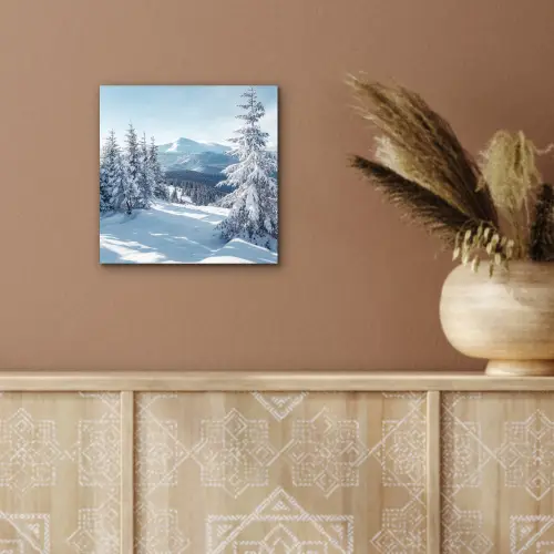 Winterlandschap - Natuur - Berg - Bomen - Sneeuw aluminium wit klein -sfeer4