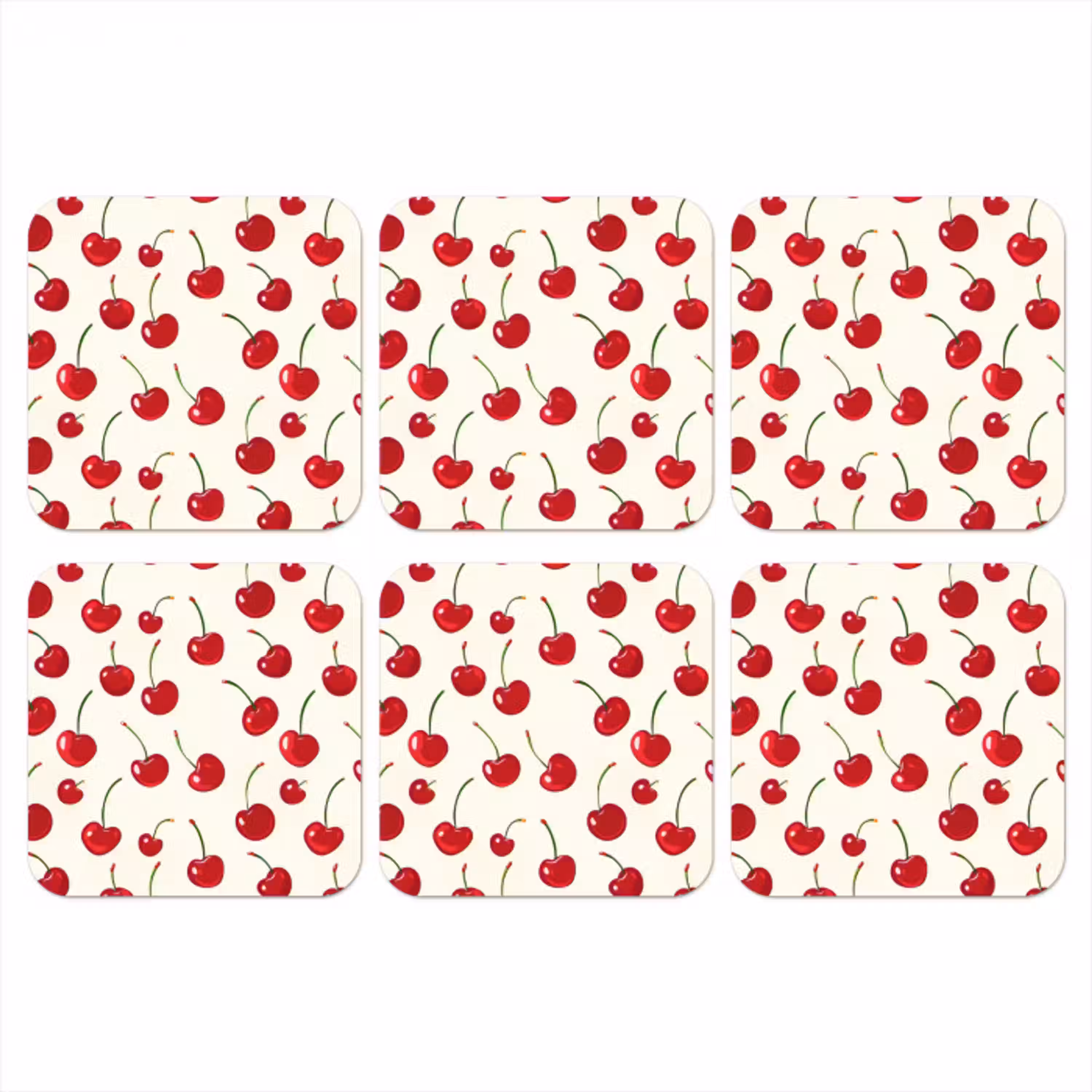Kersen - Minimalistisch - Rood onderzetter kurk middel 366 -3d