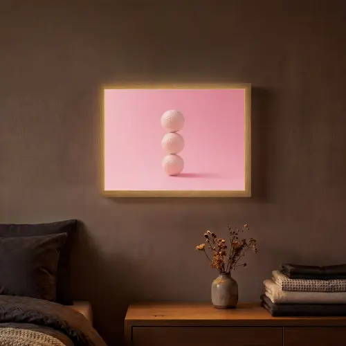 Golfballen - Roze - Drie Light Box met batterij (Wandlamp) middel -sfeer4