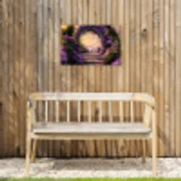 Poort - Paars - Bloemen Tuinposter op houten frame 2 cm dik klein -sfeer4