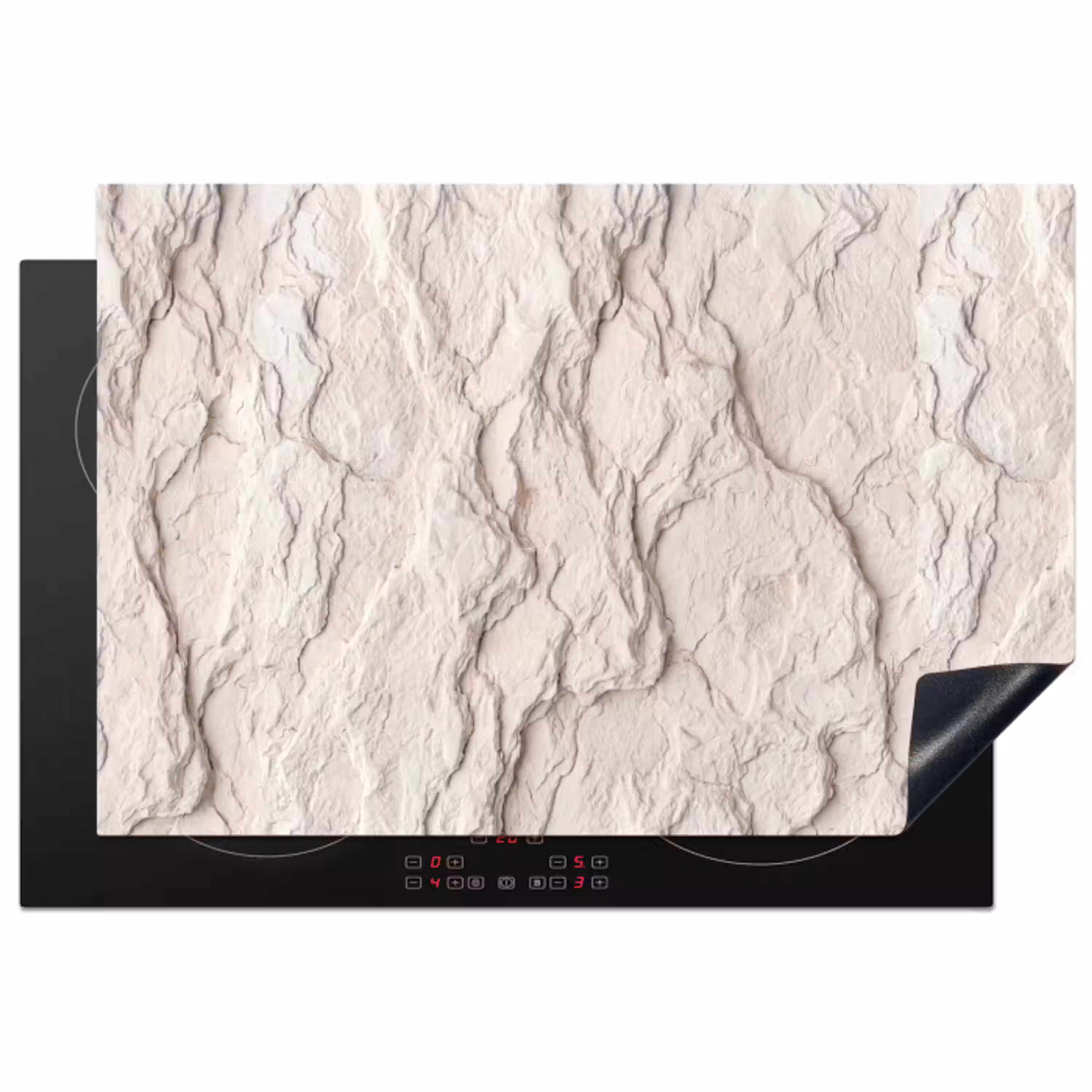 Rots - Structuur - Natuur - Beige - Abstract Inductie beschermer vinyl 3mm klein -3d