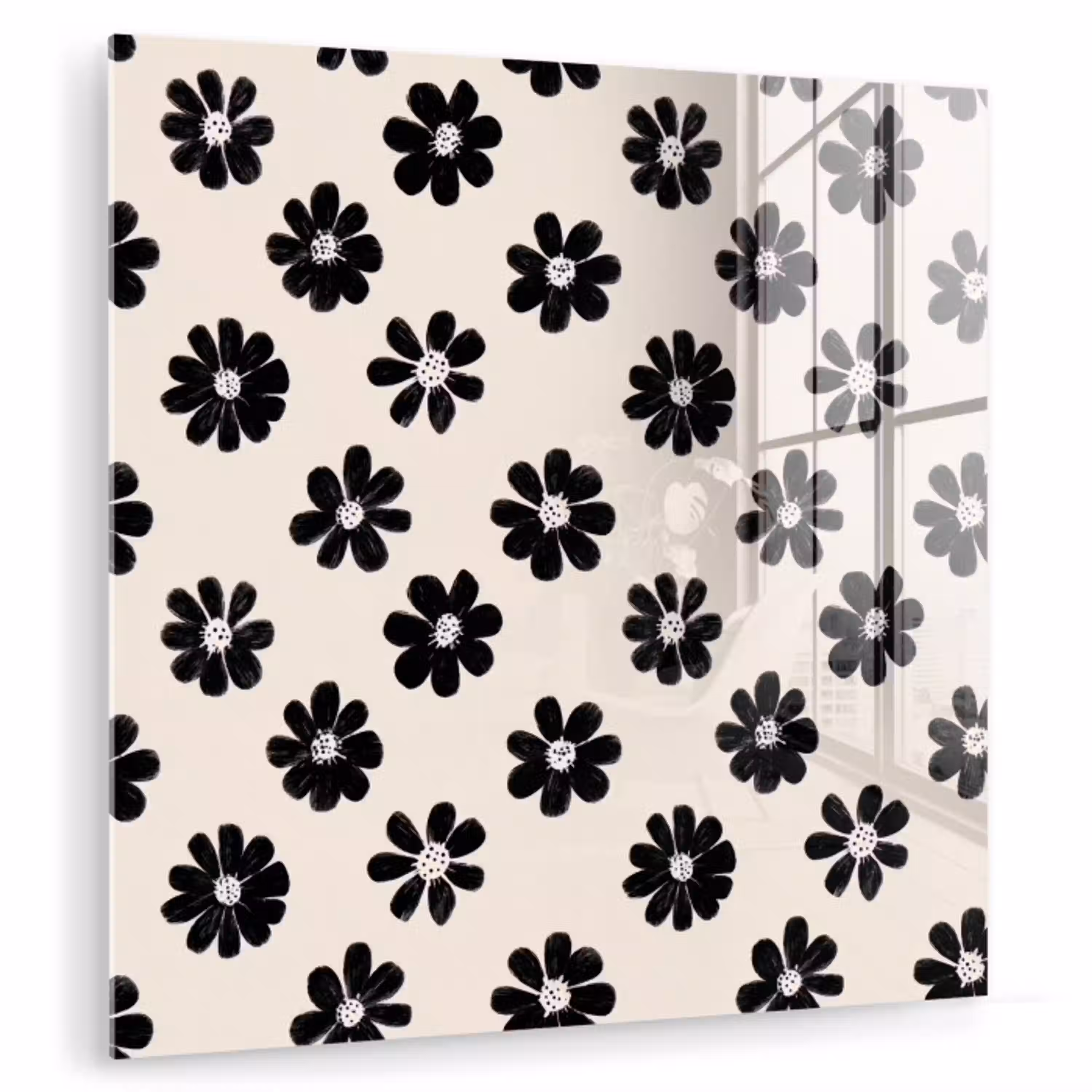 Grafisch - Madeliefjes - Zwart - Beige plexiglas 5mm klein 11 -zzzproduct_nieuw