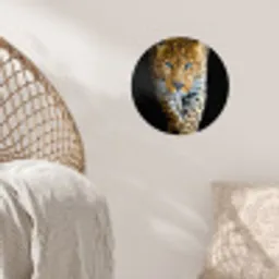 Luipaard - Dieren - Portret - Wilde dieren - Zwart Wandcirkel behangsticker klein -sfeer4