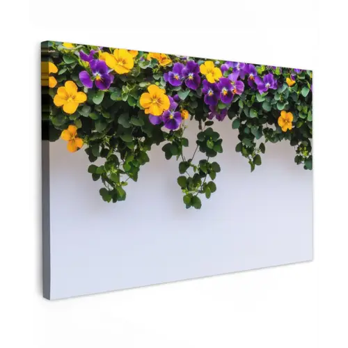 Bloemen - Muur - Geel - Paars canvas 2cm klein -z3d