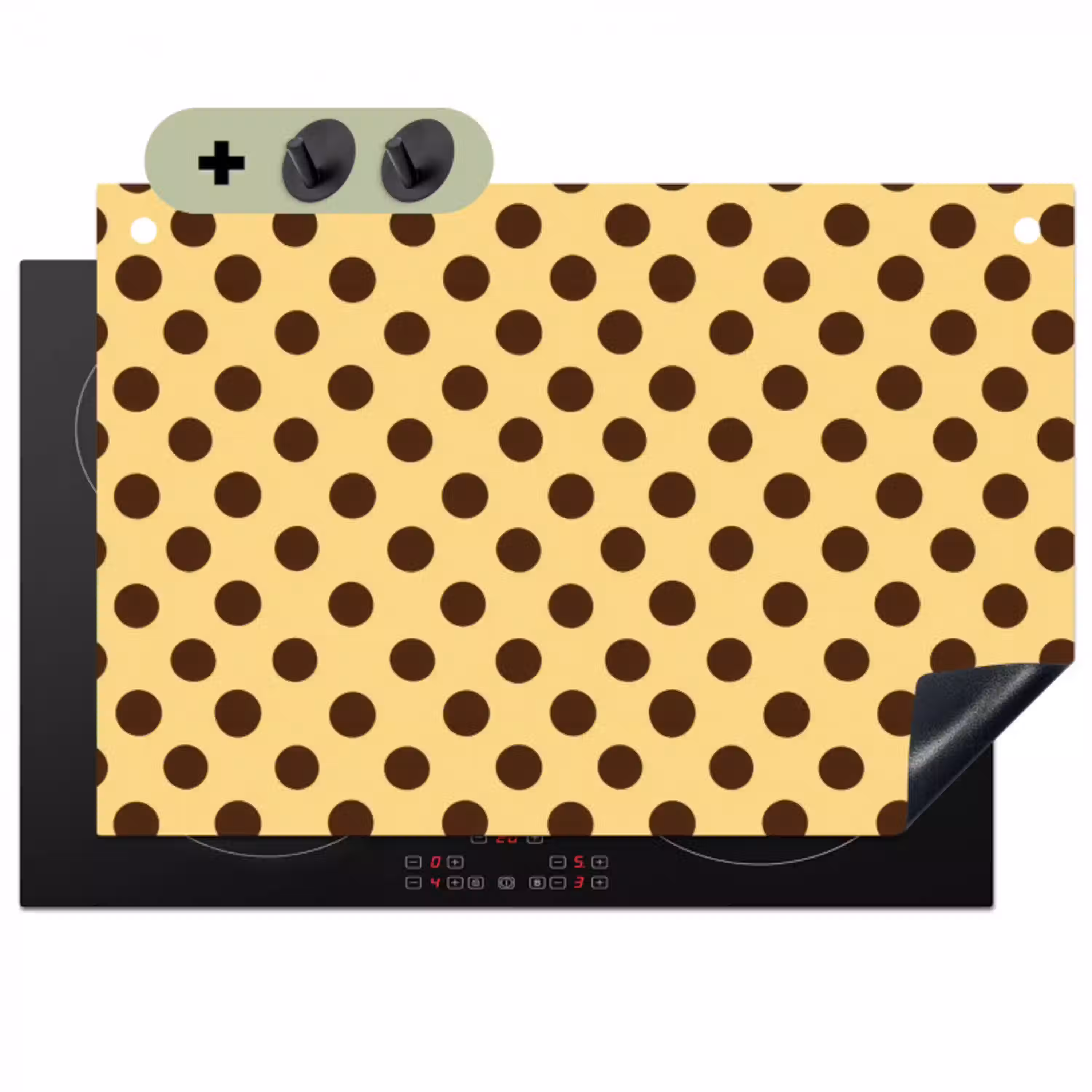 Polka Dot - Stippen - Retro - Geel - Bruin Inductie beschemer met haakjes klein 777 -3d