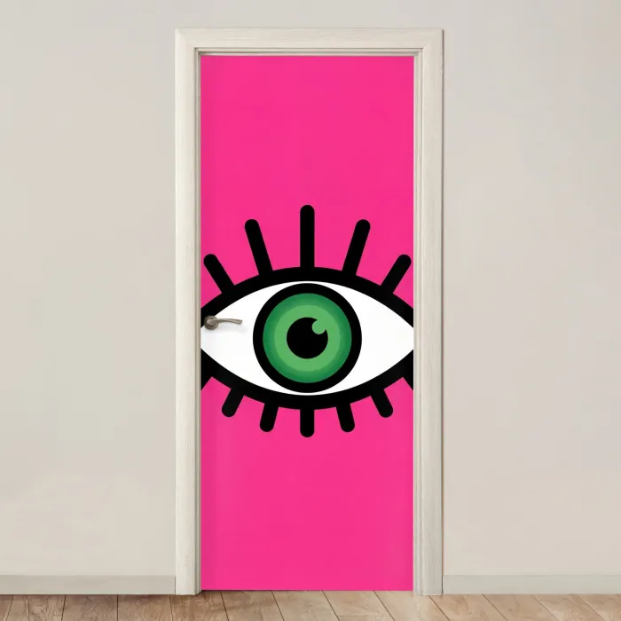 Minimalistisch - Oog - Roze deurposter klein -3d_beige
