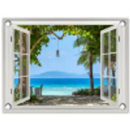 Uitzicht op Tropisch Strand tuinposter los doek klein -3d