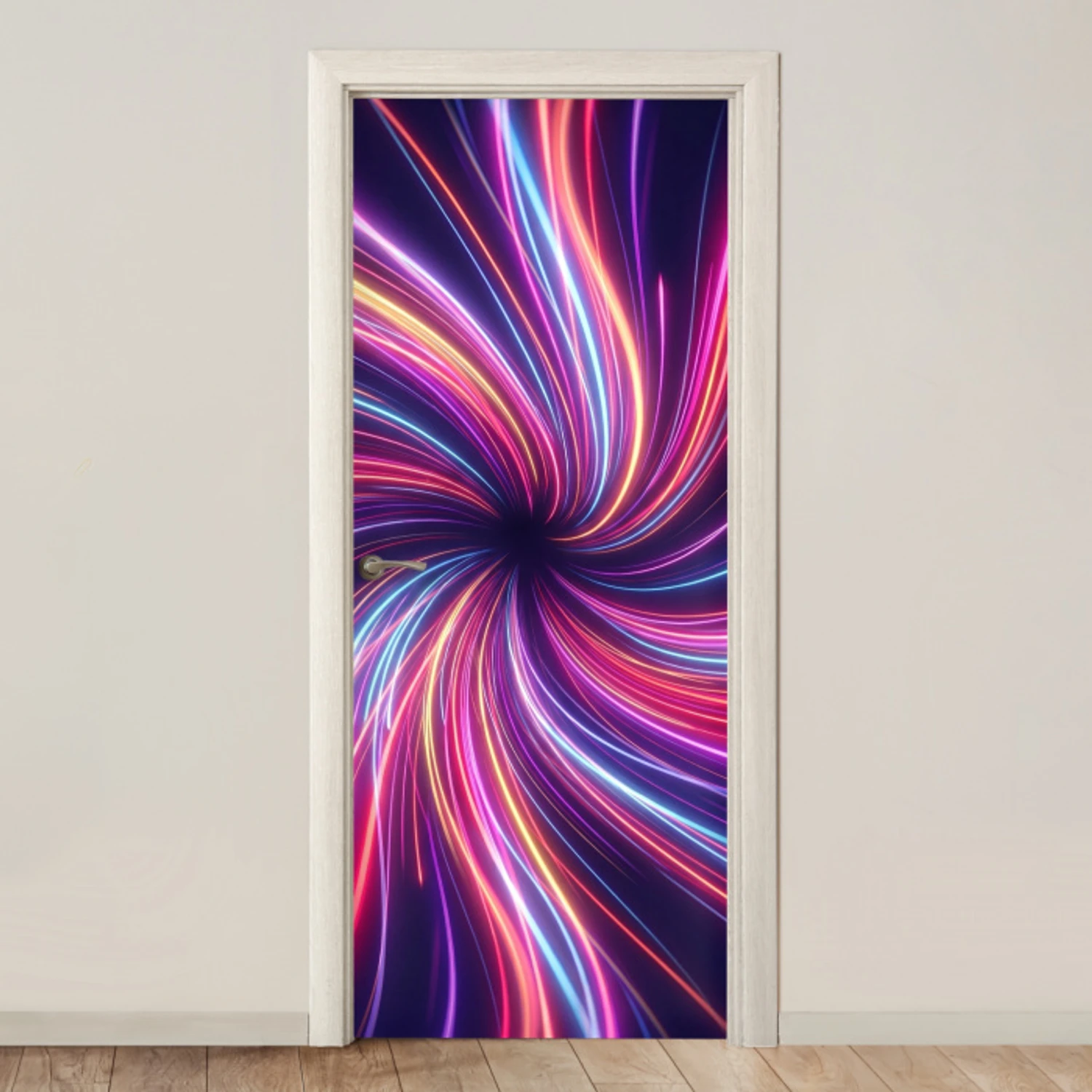 Abstract - Swirl - Futuristic - Neon deurposter klein -3d_beige