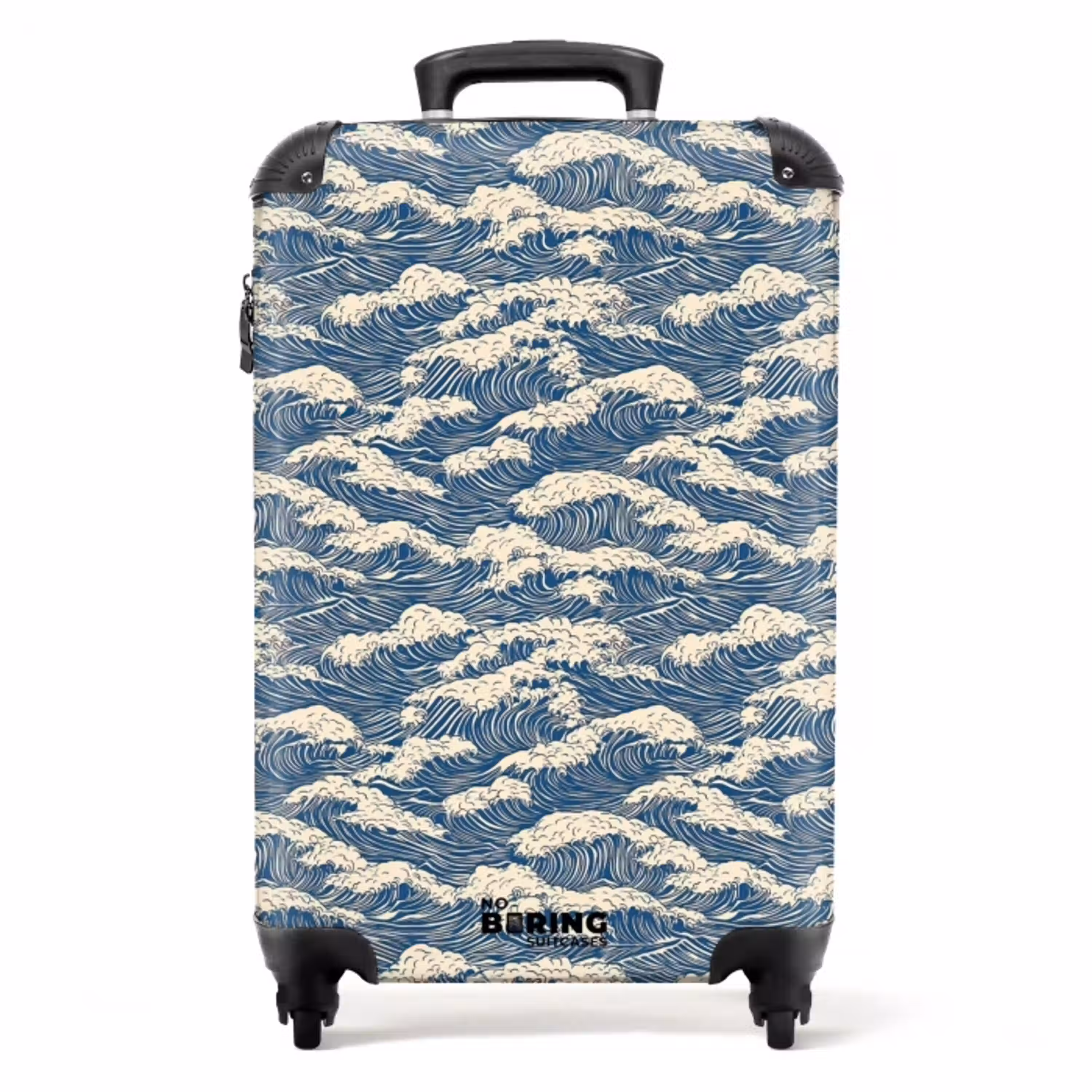 Golven - Ritmisch - Blauw NBS - Handbagage koffer - Volwassenen Unisex middel -productfoto_recht