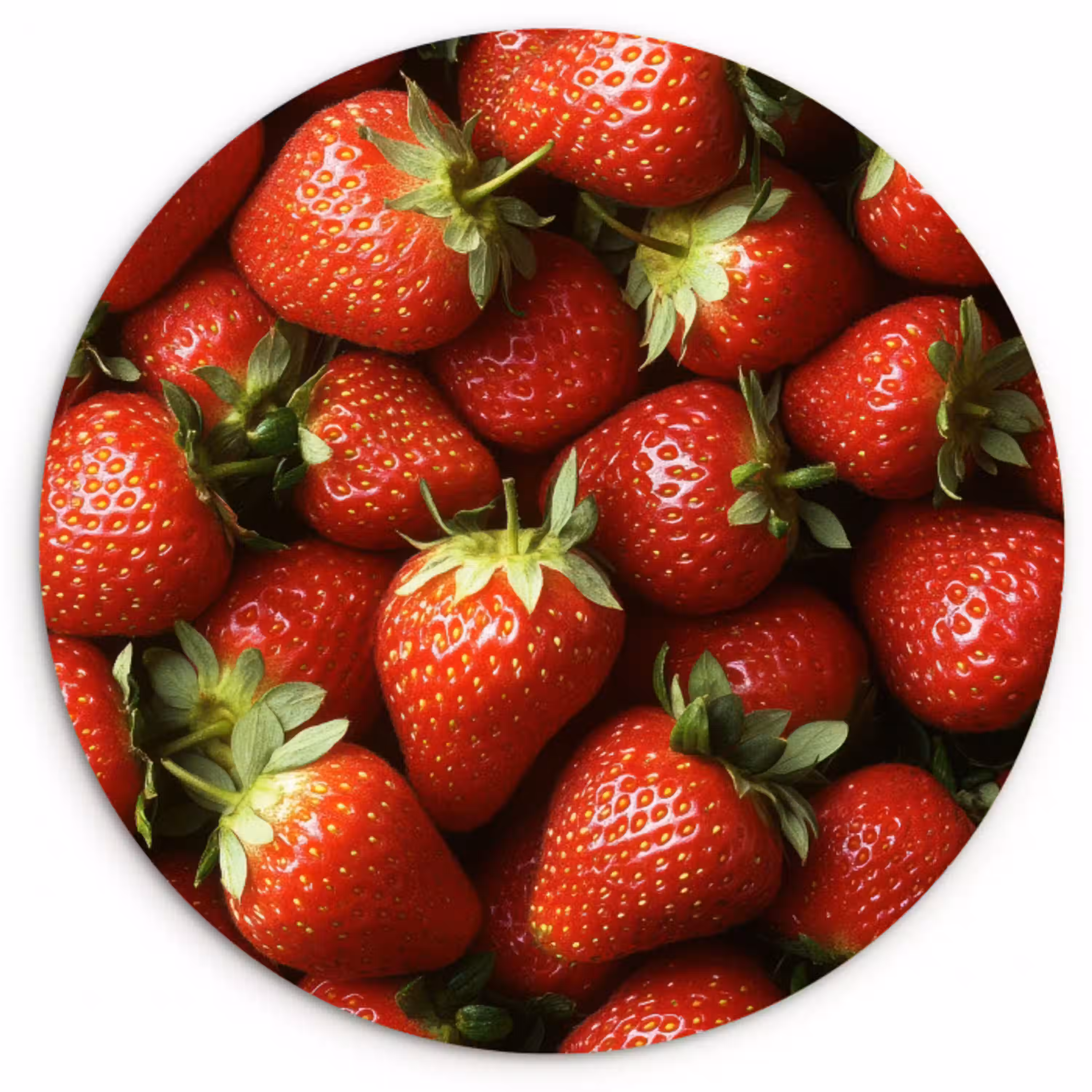 Aardbei - Fruit - Rood Wandcirkel kunststof plaat 5mm dik klein -3d
