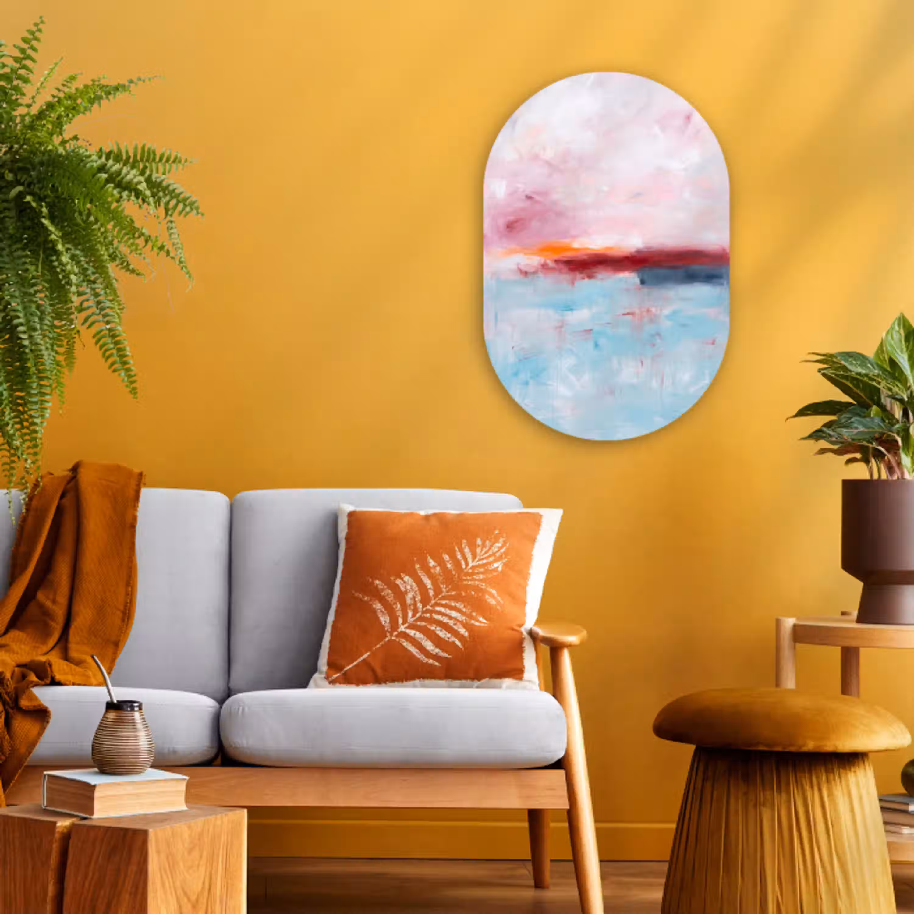 Abstract - Kleuren - Modern - Kunst - Roze Wandcirkel Ovaal Forex klein -sfeer4