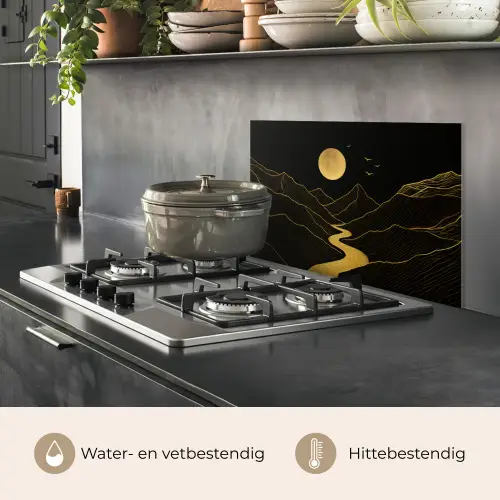 Rivier - Goud - Maan - Vogels keuken achterwand spatscherm klein -usp_NL