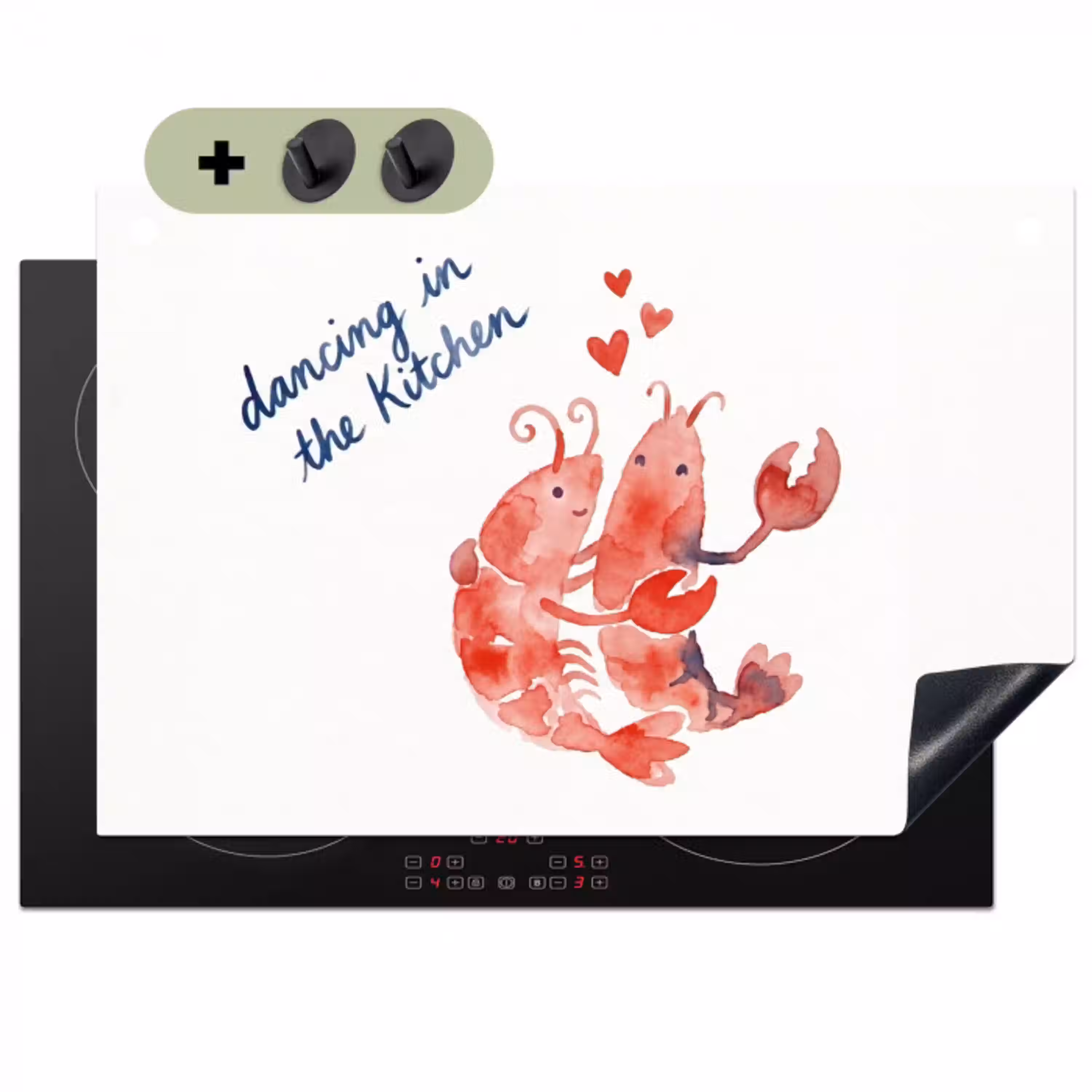 Dier - Dans - Liefde - Waterverf - Rood Inductie beschemer met haakjes klein -3d