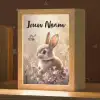 Konijntje - Bruin - Bloemen - Vlinders Light Box met kabel (Kinderlampje) klein -zzz_3d_website