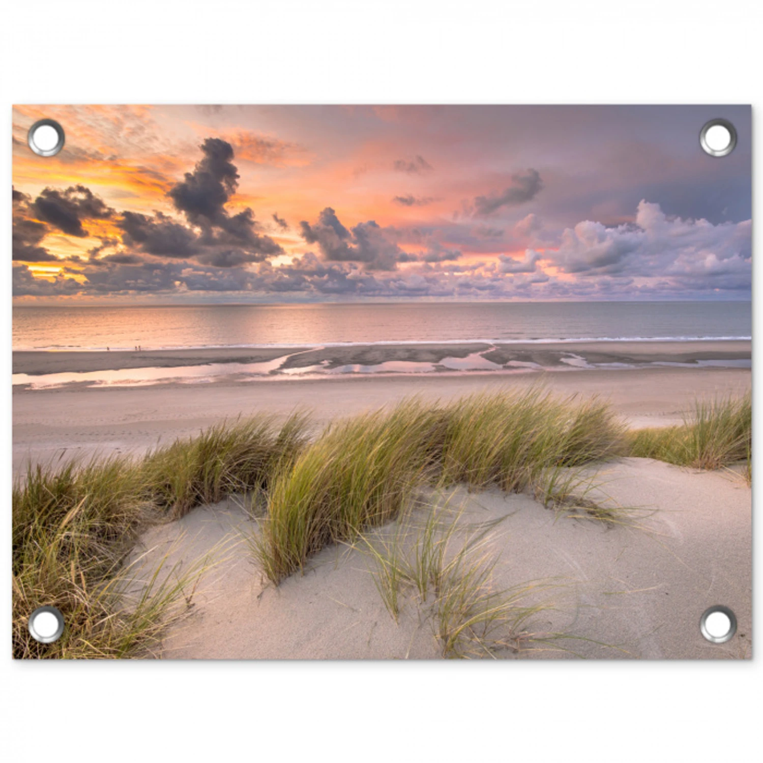 Kleurrijke Avond aan het Strand tuinposter los doek klein -3d