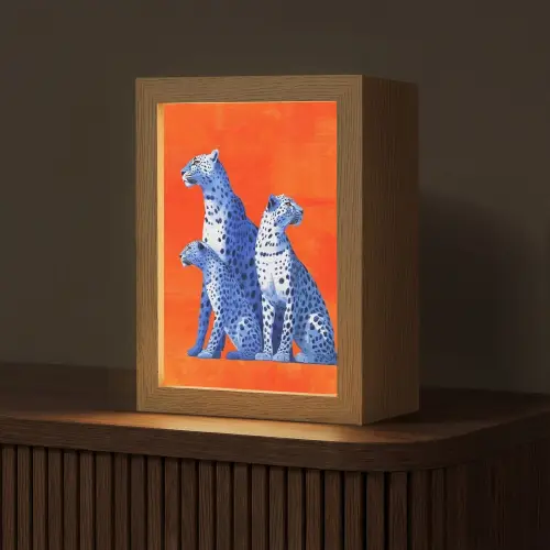 Luipaarden - Stippen - Oranje Light Box met kabel (Tafellamp) klein -z3d_website