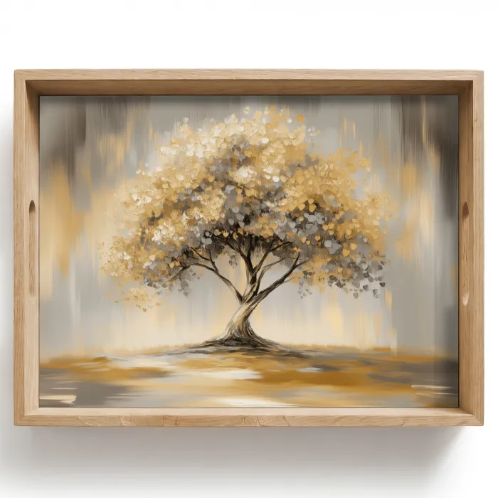 Schilderij - Boom - Abstract - Bladeren Dienblad Rechthoek middel -z3d_shopping