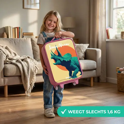 Dino - Triceratops  - Dier Kinderkoffer - Roze klein -sfeer2_NL