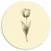 Illustratie - Tulp - Zwart Wandcirkel kunststof plaat 5mm dik klein -3d