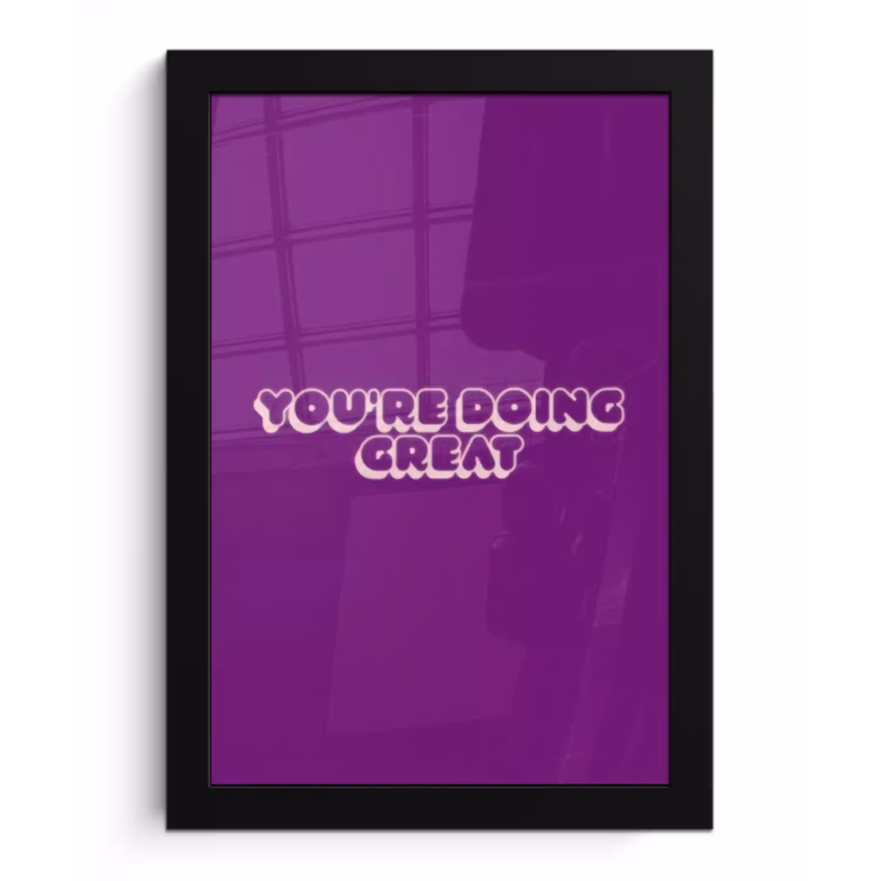 You're doing great - Paars - Bubble letters fotolijst zwart zonder passe partout klein -3d