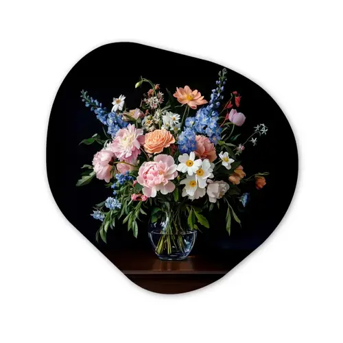 Pastel - Bloemen - Glazen - Vaas Wandcirkel Organisch Forex 3mm klein -3d