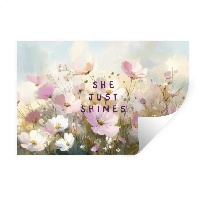 Quote - Bloemen - Schilderachtig Muursticker klein -3d