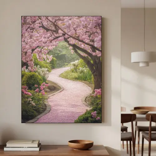 Kersenbloesem - Natuur - Sakura - Pad - Japanse tuin Textielframe zwart klein -sfeer2