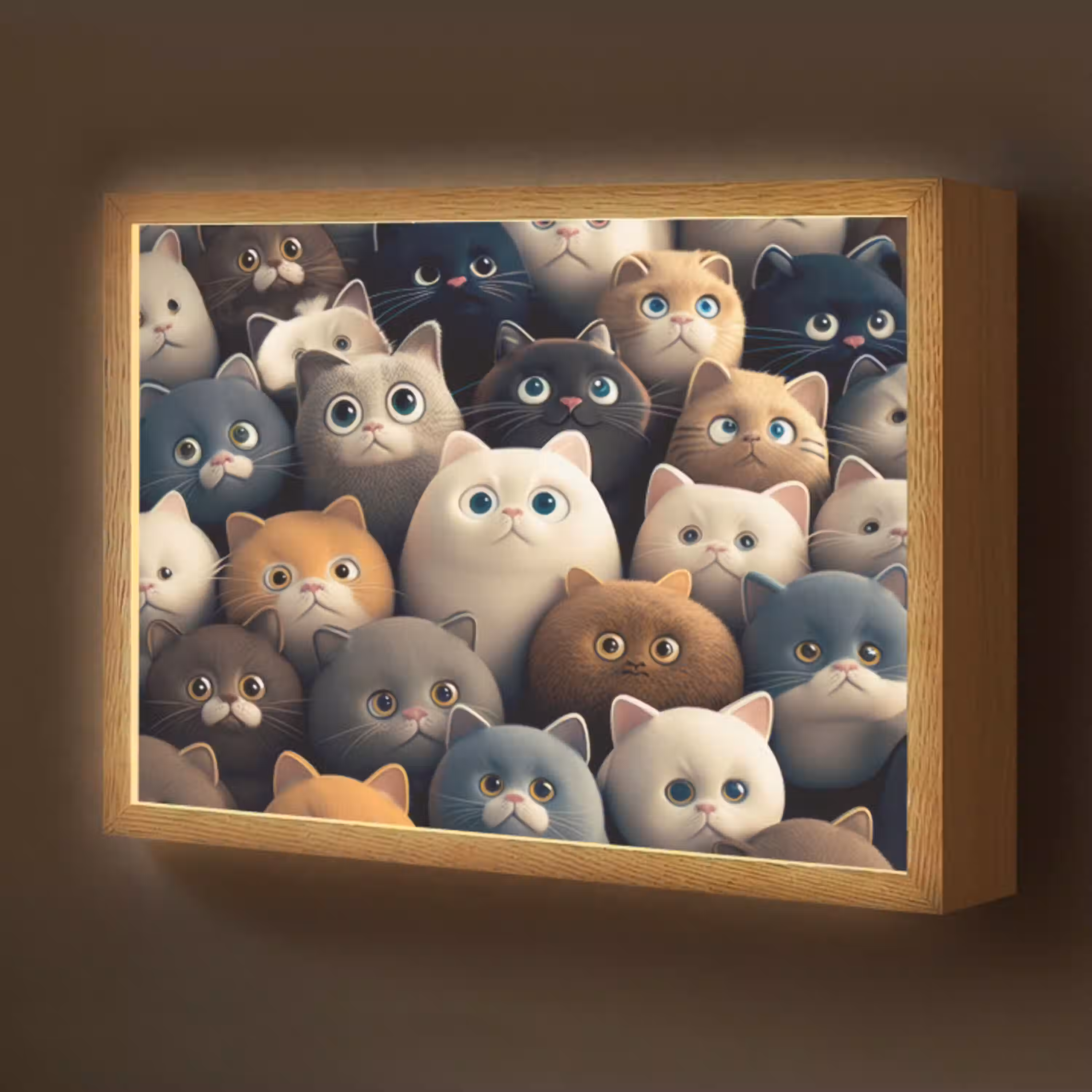 Katten - Dieren - Poes - Design - Meiden - Jongens Light Box met batterij (Wandlamp kind) middel -z3d_website