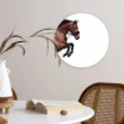 Paard - Springen - Modern Wandcirkel kunststof plaat 5mm dik klein -sfeer4