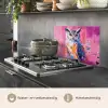 Uil - Roze - Blauw - Verf - Abstract keuken achterwand spatscherm klein -usp_NL