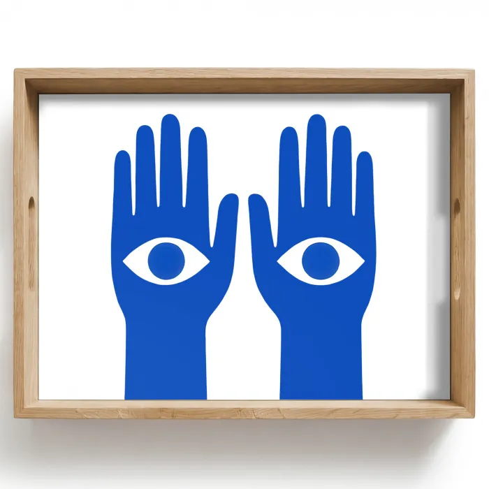 Handen - Twee - Ogen - Blauw Dienblad Rechthoek middel -z3d_shopping