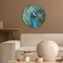 Pauw - Veren - Blauw Akoestische PET Vilt - Rond klein -sfeer1