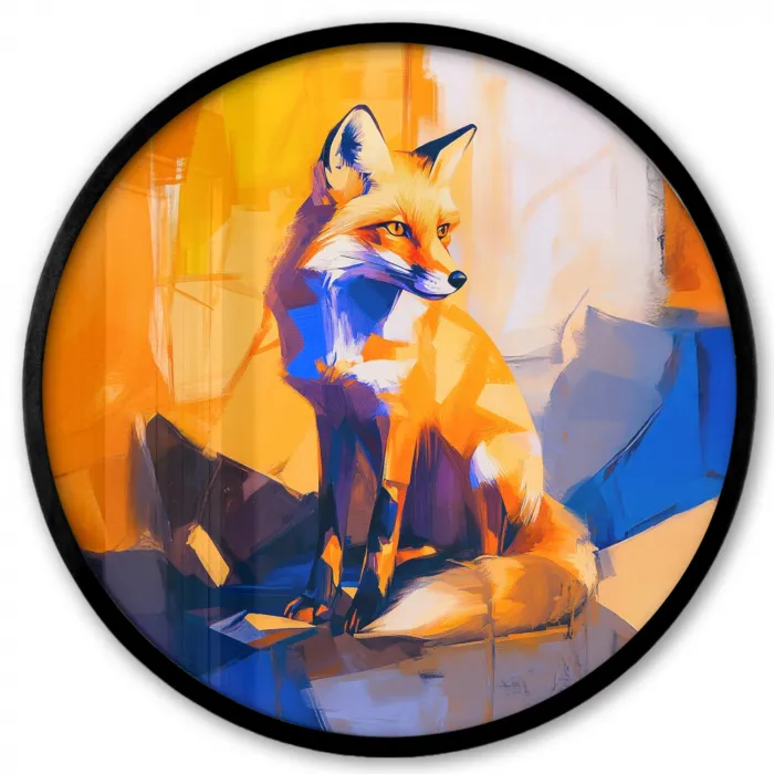 Vos - Oranje - Vormen - Abstract Fotolijst rond zonder passe partout klein -3d