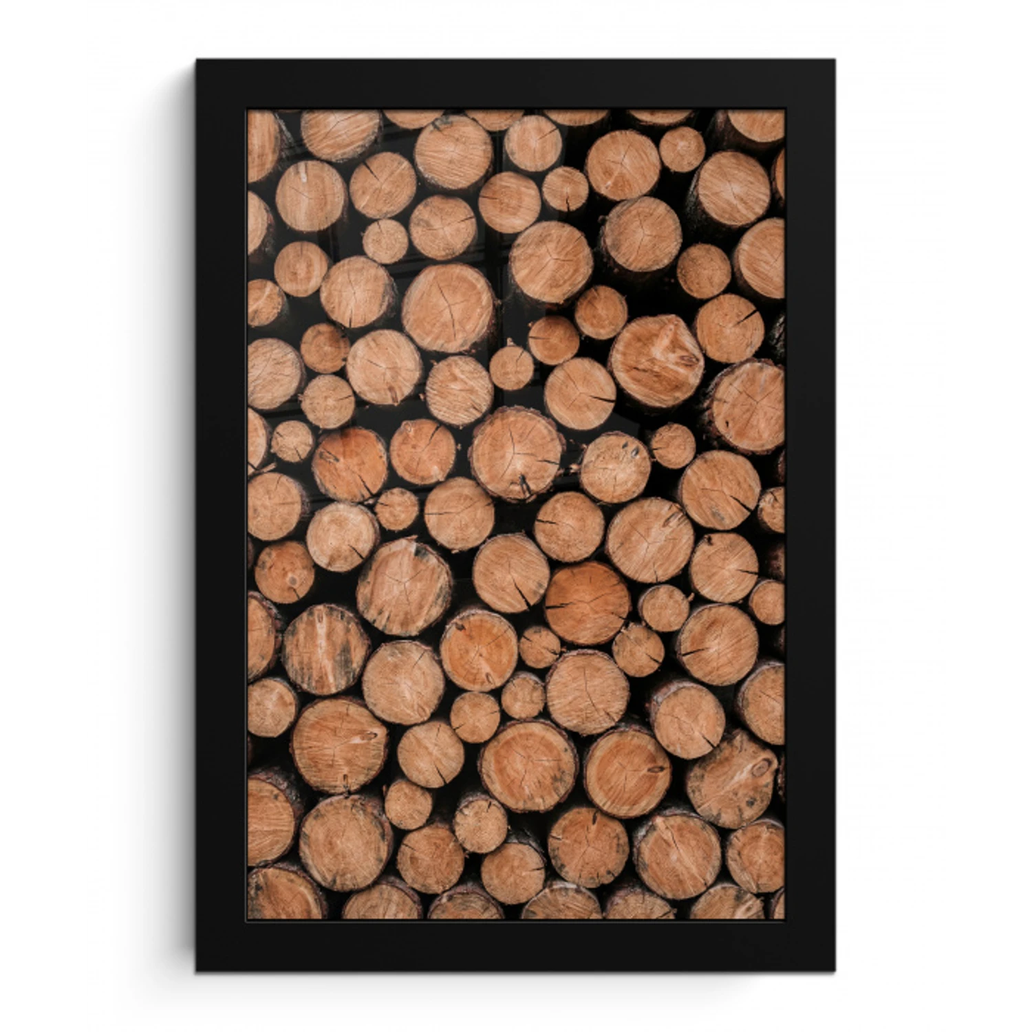 Houtblokken - Textuur - Patroon - Bruin - Rustiek fotolijst zwart zonder passe partout klein -3d