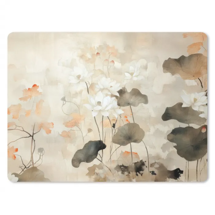 Bloemen - Japandi - Wabi sabi muismat rubber klein -3d