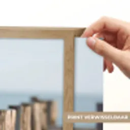 Houten steiger - Helderblauwe lucht Light Box met batterij (Wandlamp) middel -USP_websiteprintNL