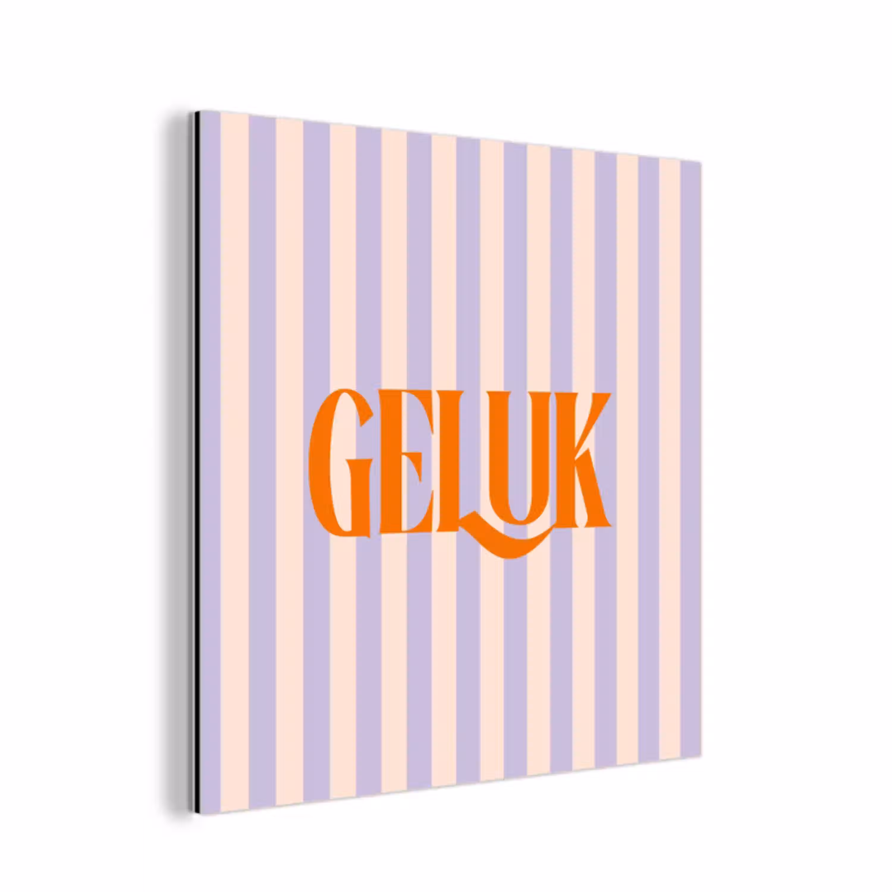 Lila - Oranje - Strepen - Geluk aluminium wit klein -3d